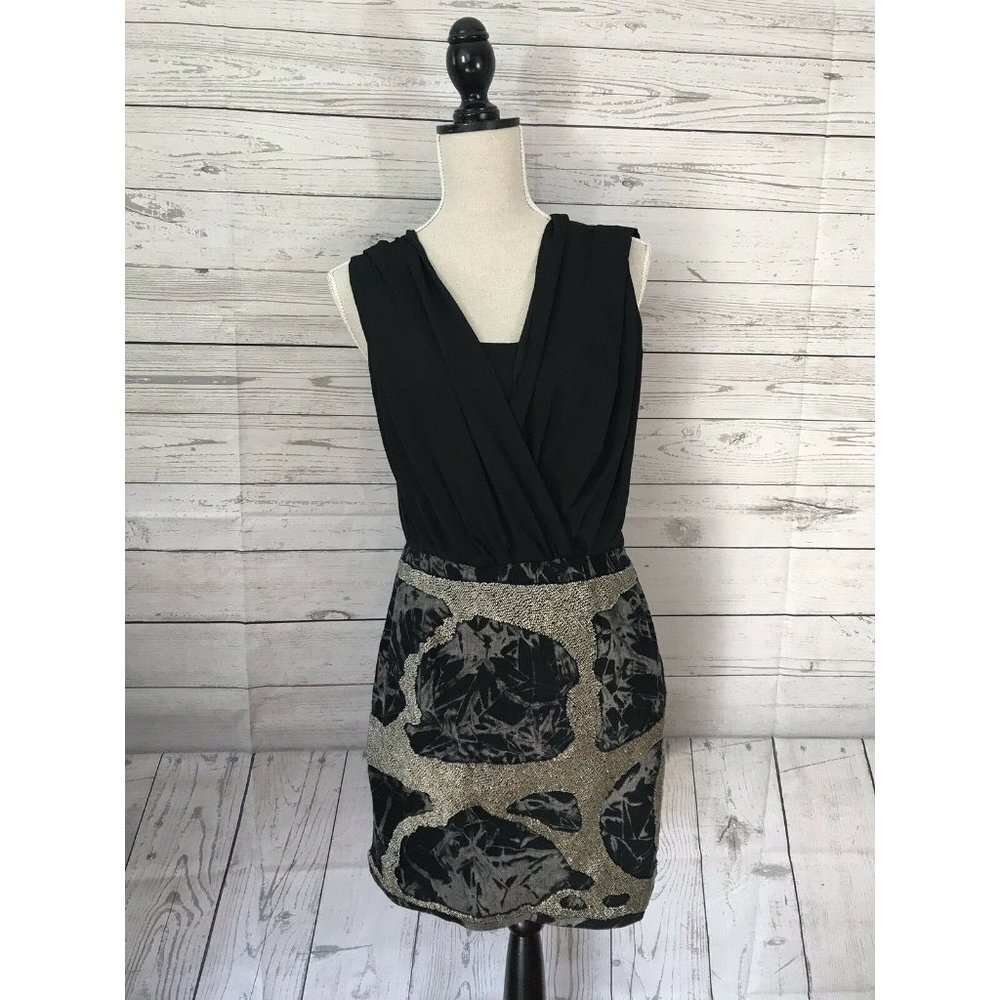 Greylin Womens Mini Dress Sz M Beaded Skirt Black